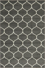 Unique Loom Trellis Frieze Collection Area Rug - Rounded (4' 1'' x 6' 1'', Dark Gray/ Ivory)