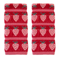 SKL Home Strawberry Jacquard 100% Cotton 2pc Hand Towel Set, Reversible & Decorative for Bath/Kitchen/Bar & Gift, Red
