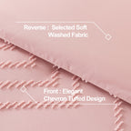 Andency Pink Comforter Set Queen, Boho Cute Girls Women Soft Fluffy Warm Lightweight Bedding Comforter Sets For Queen Bed, 3 Pieces Chevron Tufted Aesthetic Microfiber Comforter Set