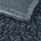 Madison Park Ruched Luxury Throw Premium Soft Cozy Brushed Long Faux Fur For Bed, Couch Or Sofa, 50''X60'', Slate Blue