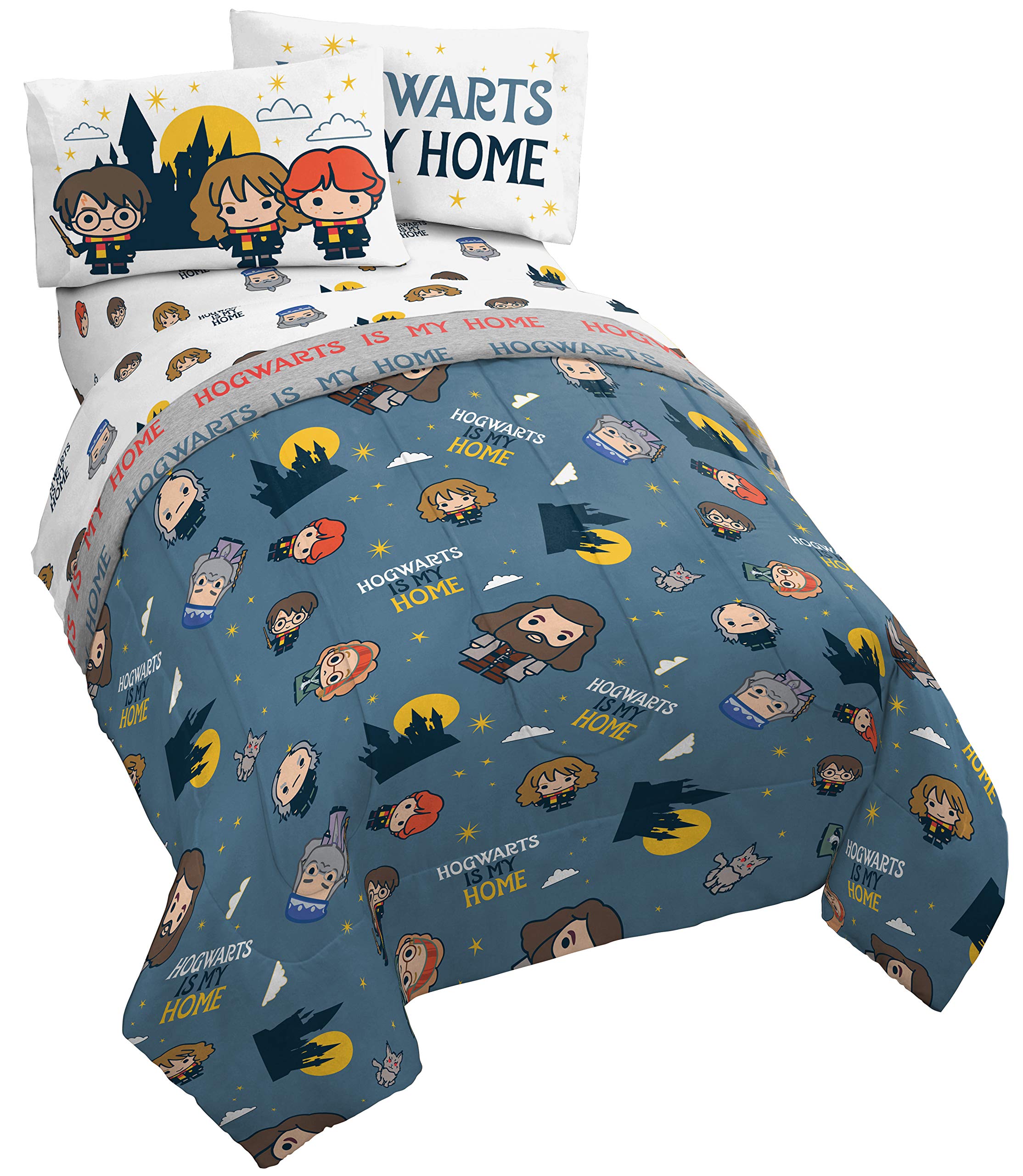 Jay Franco Hogwarts Is My Home 5 Piece Full Bed Set (Offical Harry Potter Product), Blue
