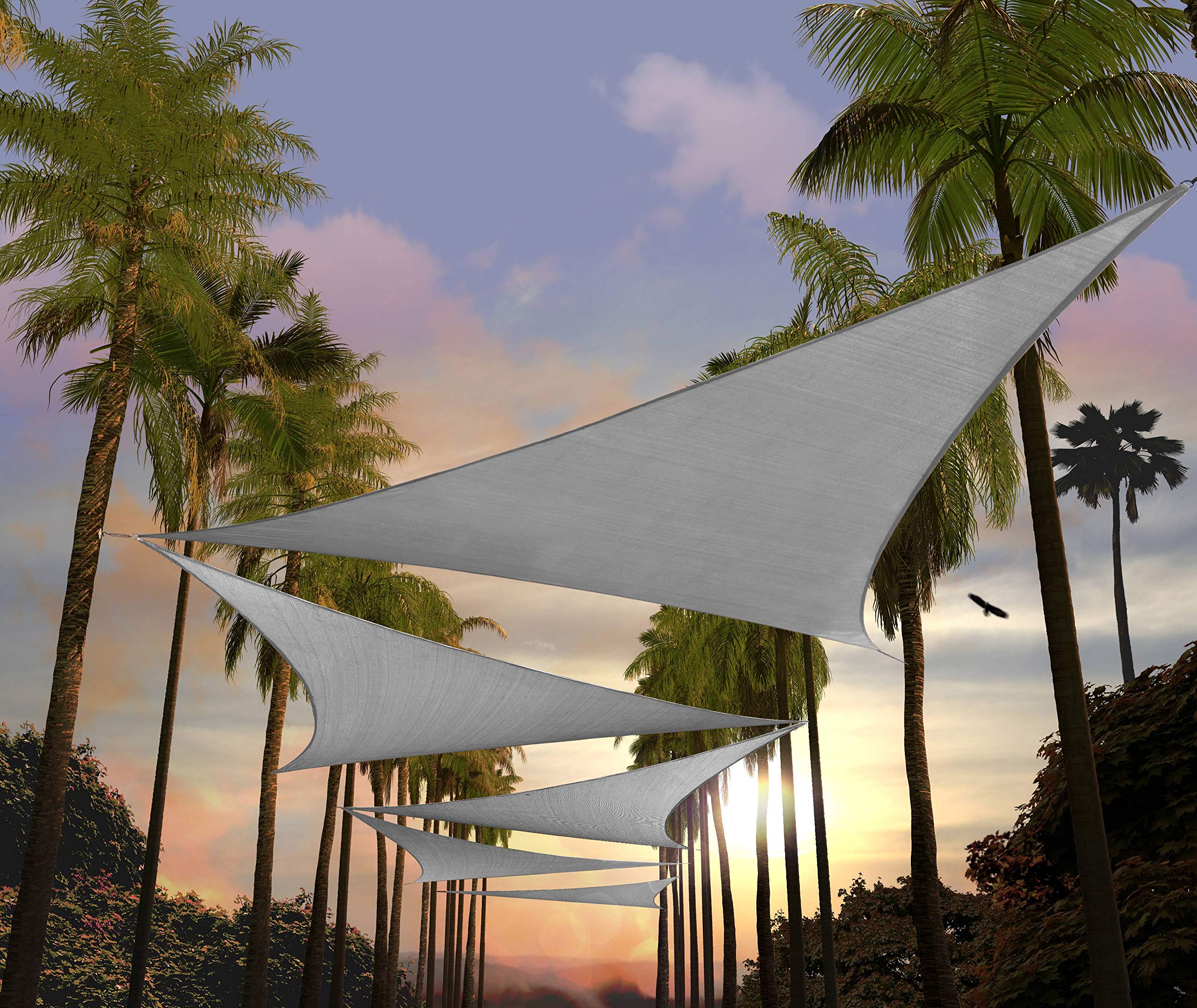Amgo Custom Size 9' X 9' X 9' Gray Triangle Sun Shade Sail Upf50+ Agtapt10, Order To Make Canopy Awning, 95% Uv Blockage, Water