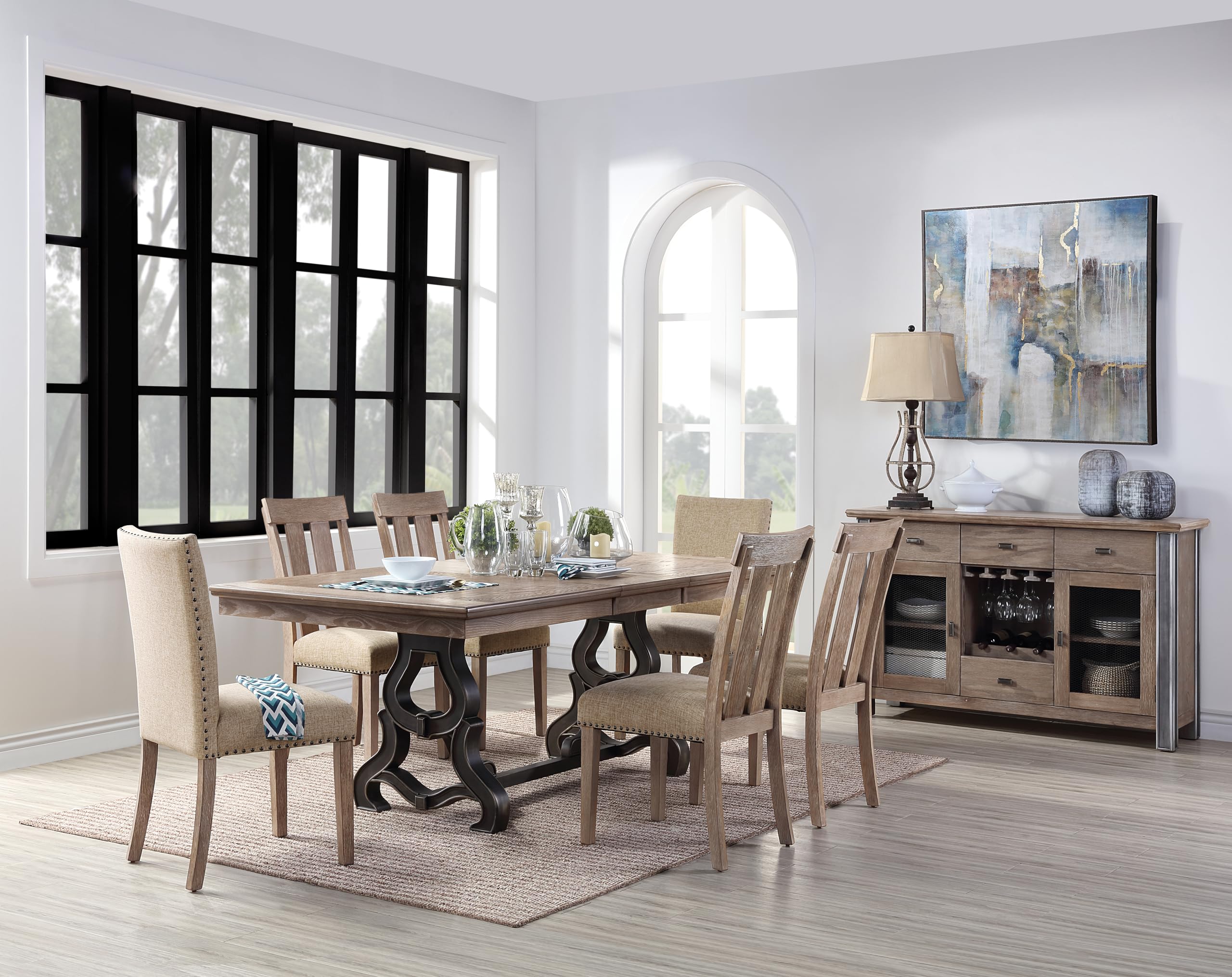 ACME Furniture Rectangular Wood Dining Table with 1 Leaf