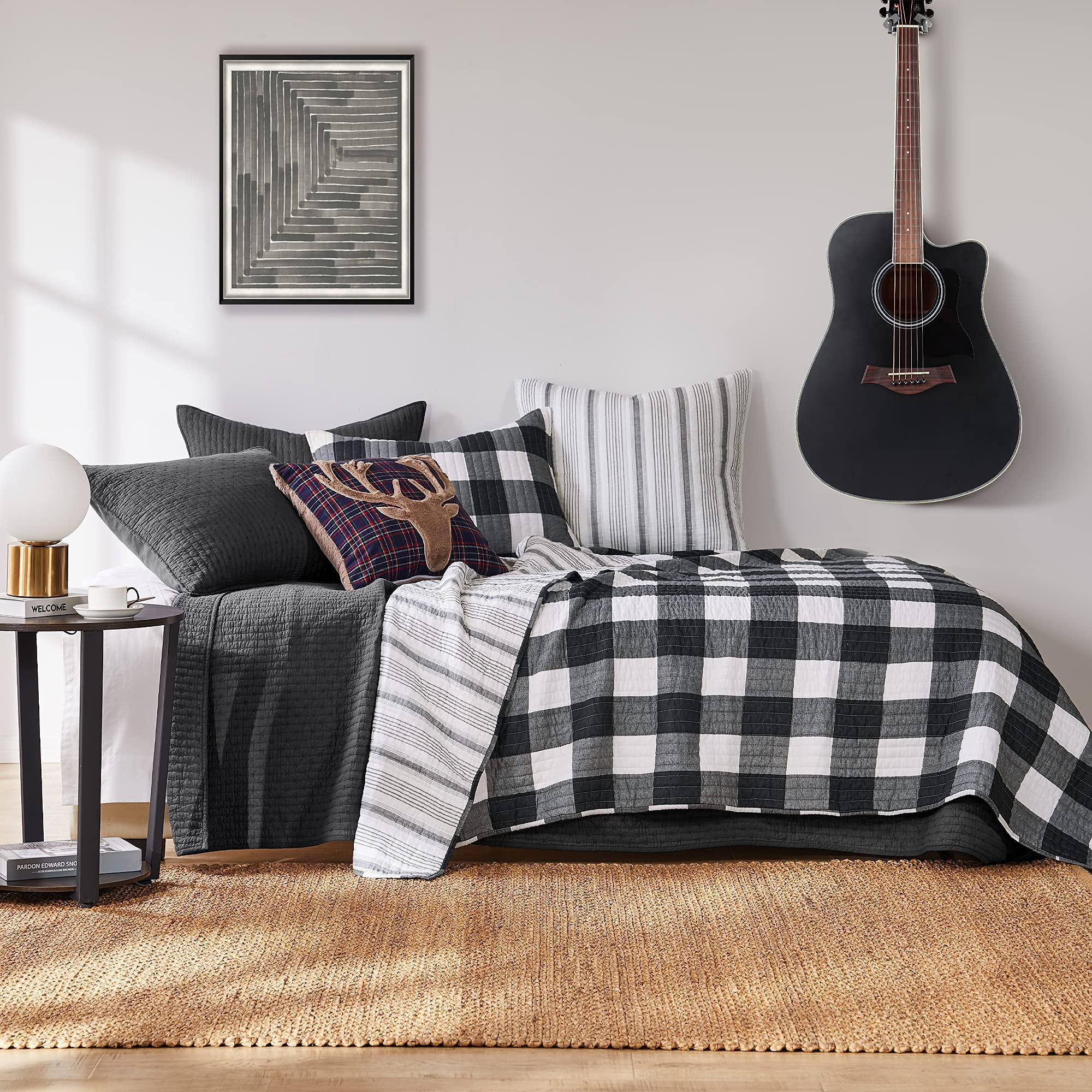 Levtex Home - Camden Quilt Set -Twin/Twin Xl Quilt (68 X 86 In.) + One Standard Pillow Sham (26 X 20 In.) - Buffalo Check In Bla