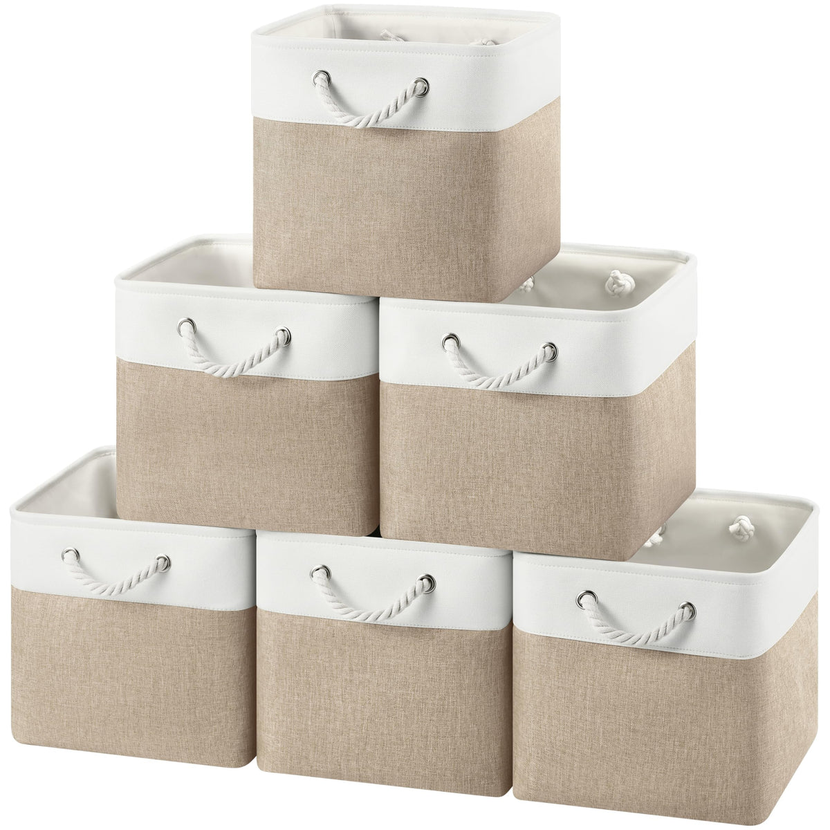 HUZNXVY 12x12 Inch Fabric Cube Storage Bins with Cotton Rope Handle 6Pack