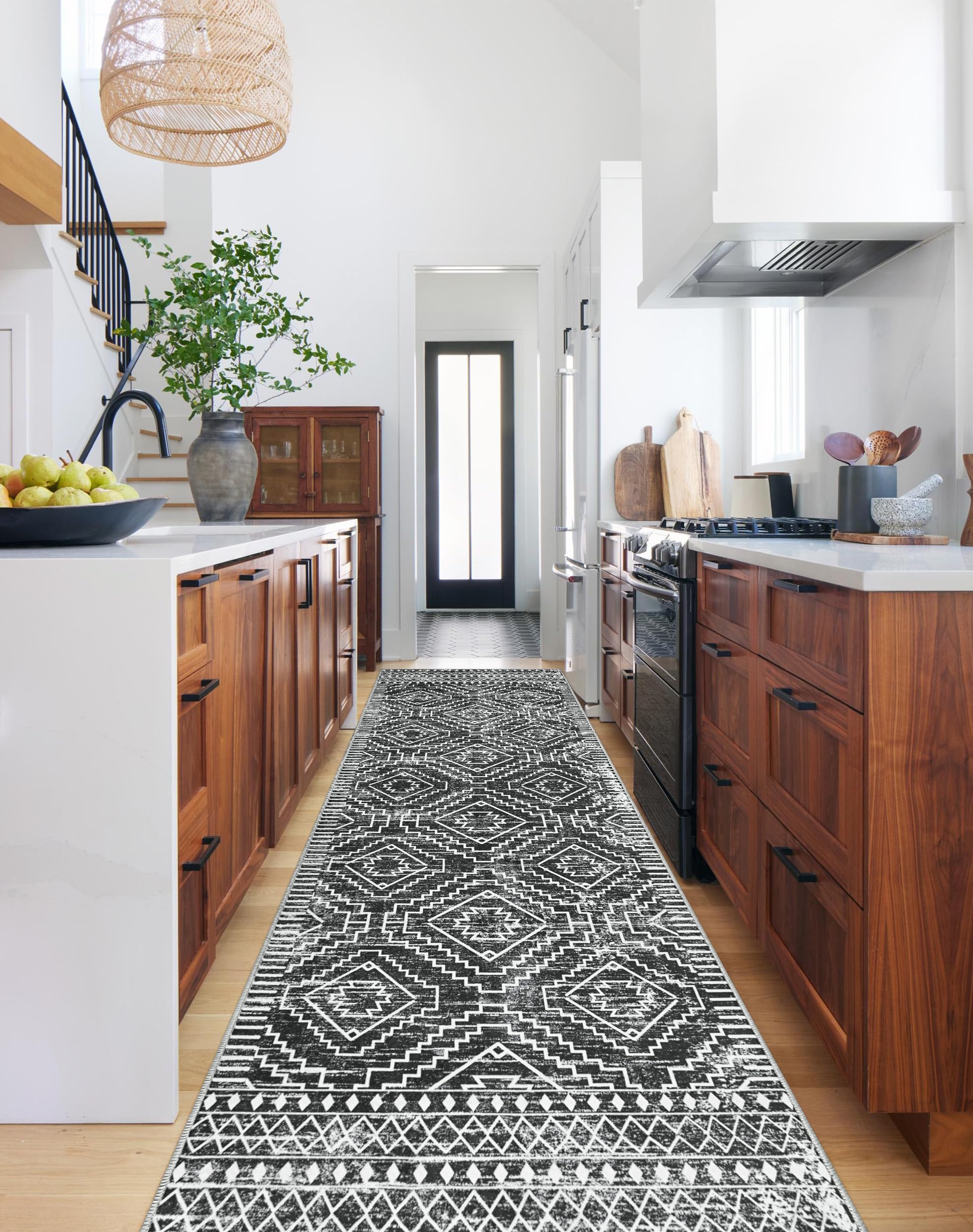 Wonnitar Moroccan Hallway Runner Rug 10 ft, Machine Washable 26x10 Long Runner Rugs for Kitchen, Boho Non-Skid Soft Low Pile C