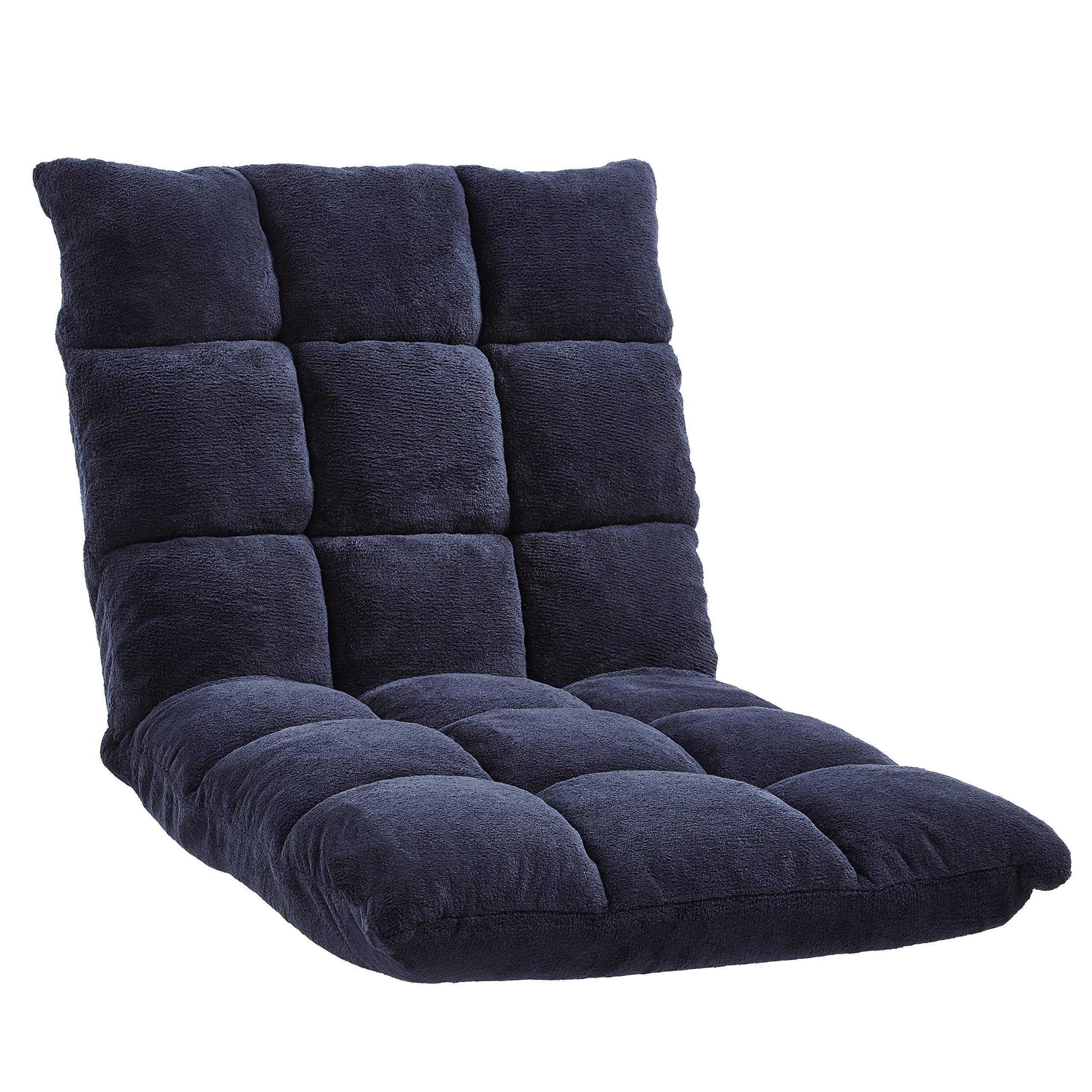 Amazon Basics Adjustable 14-Position Memory Foam Floor Chair with Back Support, Portable, 41.3D x 21.3W x 6H, Navy