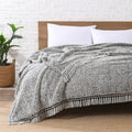 Ultra Soft Fleece Sherpa Blanket King Size,Lightweight Cozy Boho Bed Blanket with Decorative Tassel, Pattern Reversible, 2 Tones