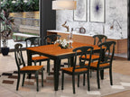 East West Furniture PFKE7-BCH-W 7 Piece Dining Room Furniture Set Consist of a Square Wooden Table with Butterfly Leaf and 6 Kitchen Dining Chairs, 54x54 Inch, Black & Cherry