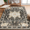 MUJOO Black Rug 3x5 Washable,Boho Small Area Rugs for Bedroom Entryway Living Room Kitchen,Non Slip Carpet Indoor,Vintage Soft