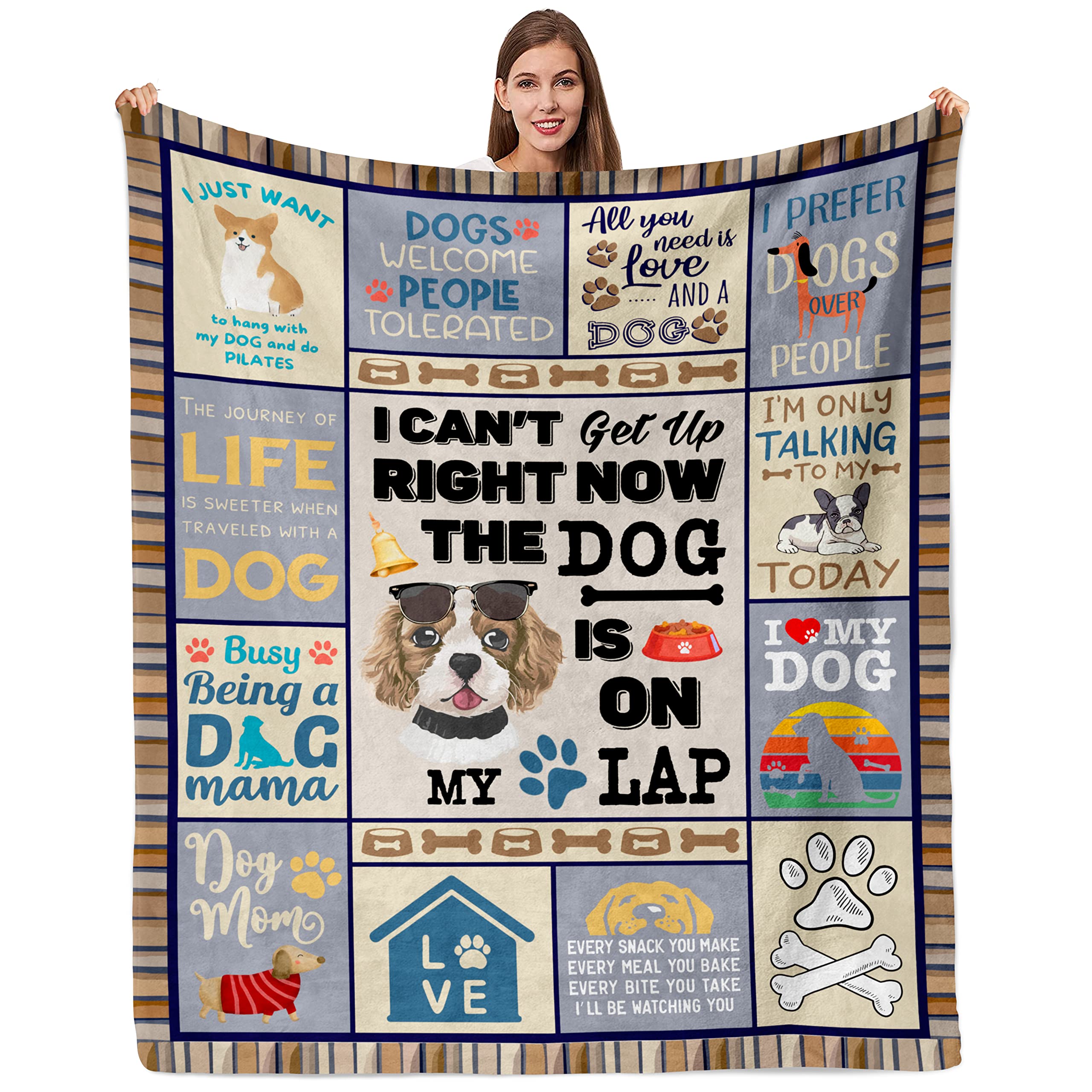 Qotuty Dog Mom Gifts For Women, Dog Mom Gifts Throw Blanket 50'X60', Dog Lovers Gifts For Women, Gifts For Dog Lovers Women, G
