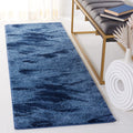SAFAVIEH Retro Collection Runner Rug - 23 x 15, Light Blue & Blue, Modern Abstract Design, Non-Shedding & Easy Care, Ideal for