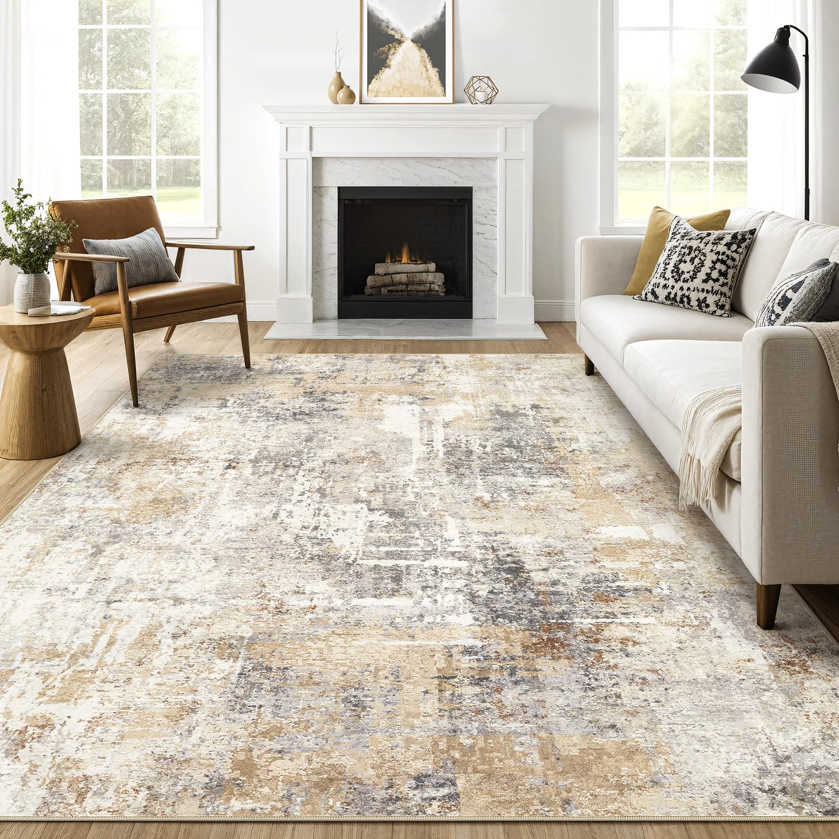 Area Rugs 9x12 Living Room: Washable Large Abstract Modern Soft Rugs Stain Resistant Indoor Floor Non Slip Accent Carpet for Bed