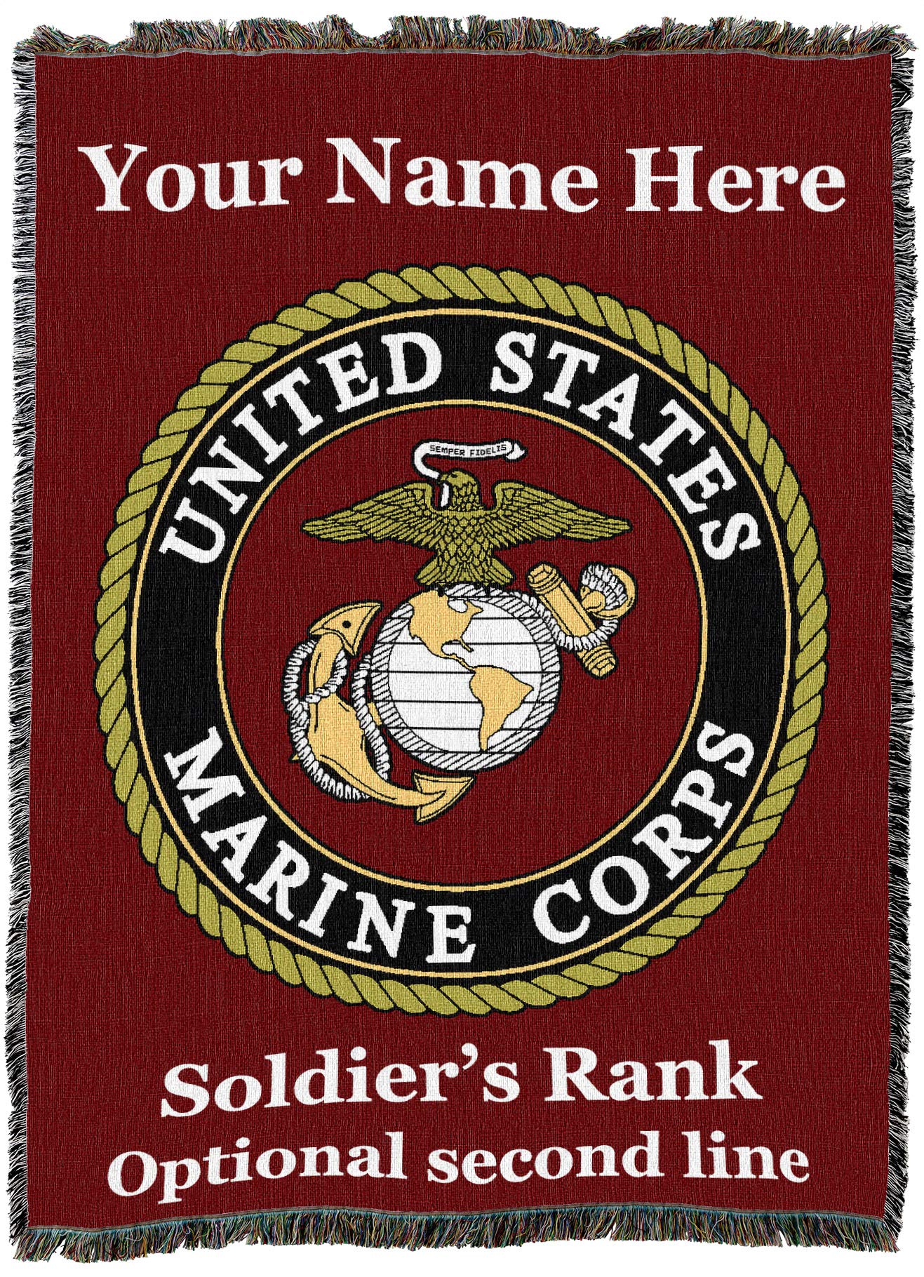 Pure Country Weavers Us Marine Corps - Emblem Blanket Red - Xl Personalized - Custom Gift Military Tapestry Throw Woven From Cot