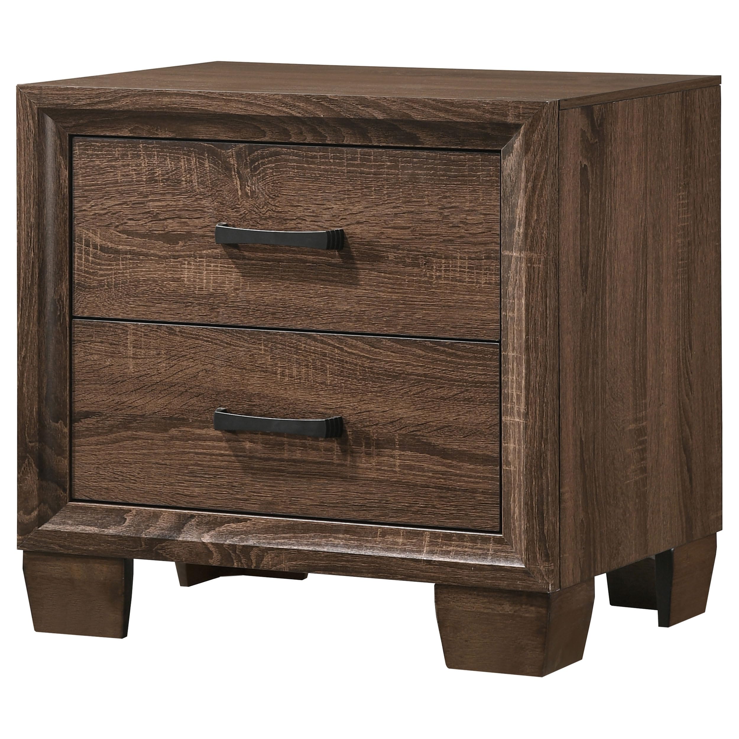Coaster Home Furnishings Brandon Transitional Engineered Wood 2-Drawer Bedroom Nightstand Bedside Table Organizer Unit Warm Brown 205322