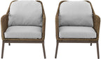 Crosley Furniture Haven 2-Piece Outdoor Chair Set, Wicker Patio Chairs for Conversation, Porch, Deck, Light Brown with Light Gray Cushions