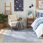 Nourison Versatile Indoor/Outdoor Denim Blue 5' X 7' Area Rug, Easy Cleaning, Non Shedding, Bed Room, Living Room, Dining Room, Deck, Backyard, Patio, High Traffic Area (5X7)