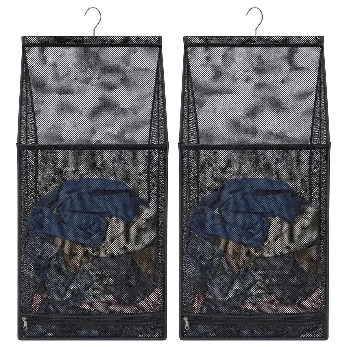 2 Pack Hanging Laundry Bag, Breathable Mesh Hamper, Over the Door for Dorm