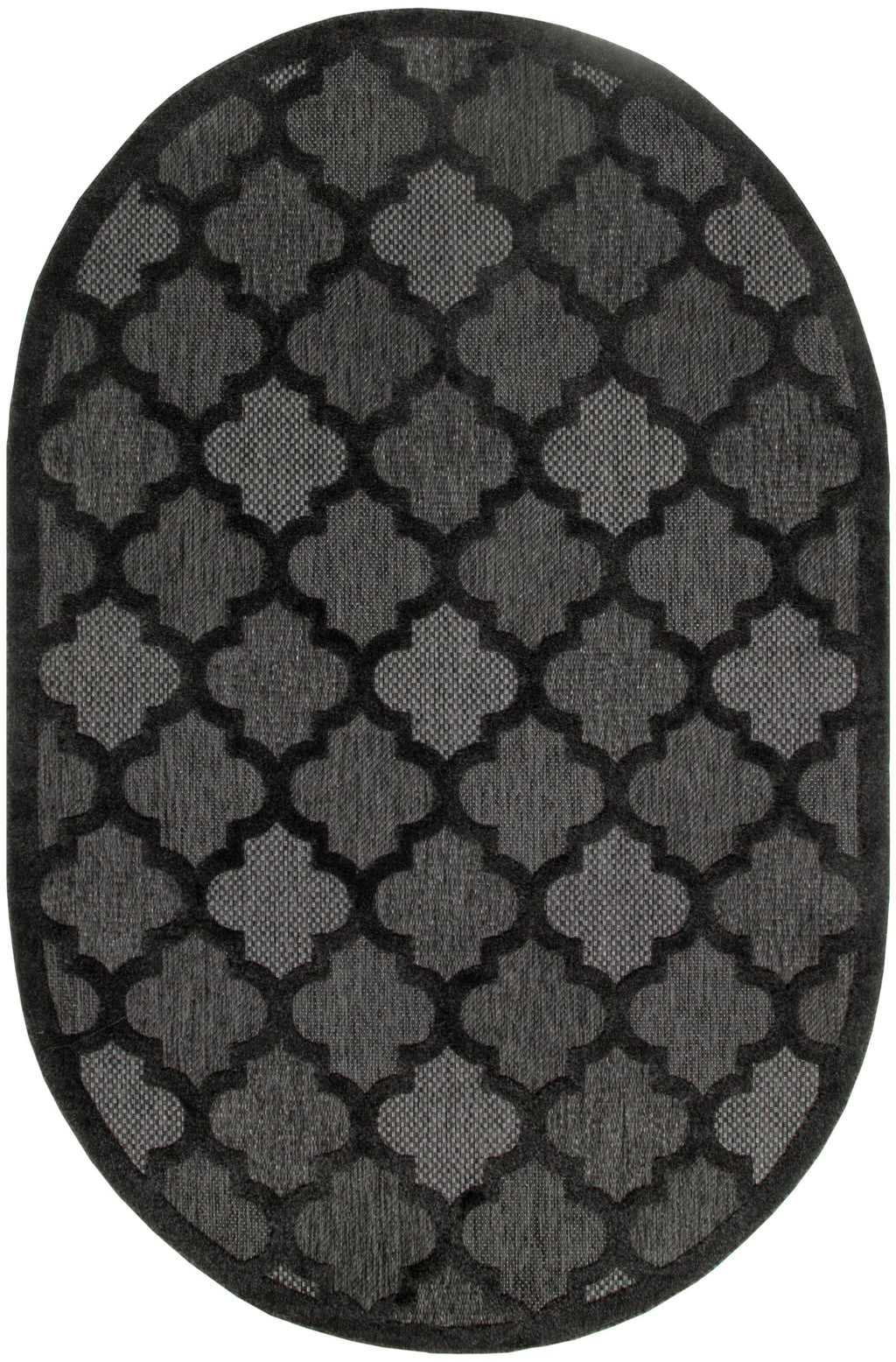 Nourison Easy Care Indoor/Outdoor Charcoal Black 6' X 9' Oval Area Rug, Easy Cleaning, Non Shedding, Bed Room, Living Room, Dining Room, Backyard, Deck, Patio (6X9)