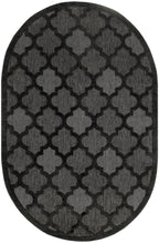 Nourison Easy Care Indoor/Outdoor Charcoal Black 6' X 9' Oval Area Rug, Easy Cleaning, Non Shedding, Bed Room, Living Room, Dining Room, Backyard, Deck, Patio (6X9)