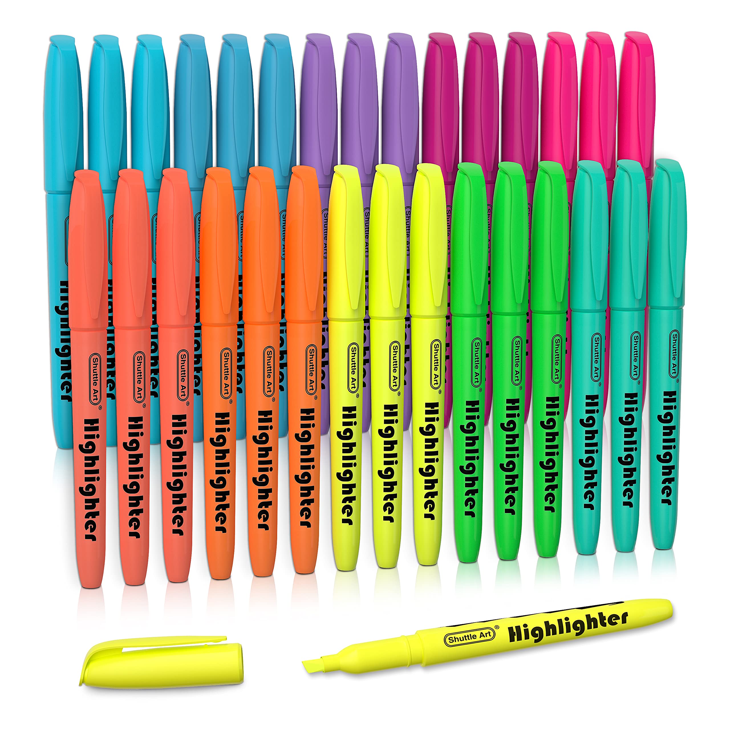 Shuttle Art Highlighters, 30 Pack Highlighters Assorted Colors, 10 Colors Chisel Tip Dry-Quickly Non-Toxic Highlighter Markers F