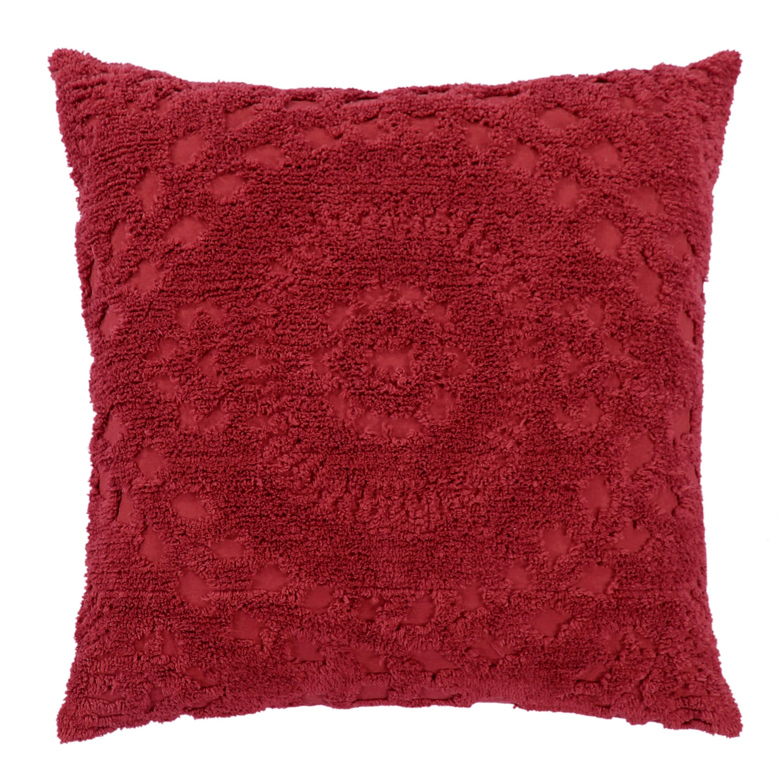 Better Trends Rio Collection Is Super Soft And Light Weight In Floral Design 100% Cotton Tufted Unique Luxurious Machine Washable Tumble Dry, Euro Sham, Burgundy