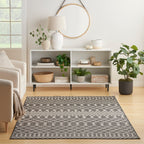 Nourison Positano Indoor/Outdoor Charcoal 7' X 10' Area Rug, Easy Cleaning, Non Shedding, Bed Room, Living Room, Dining Room, Deck, Backyard, Patio (7X10)