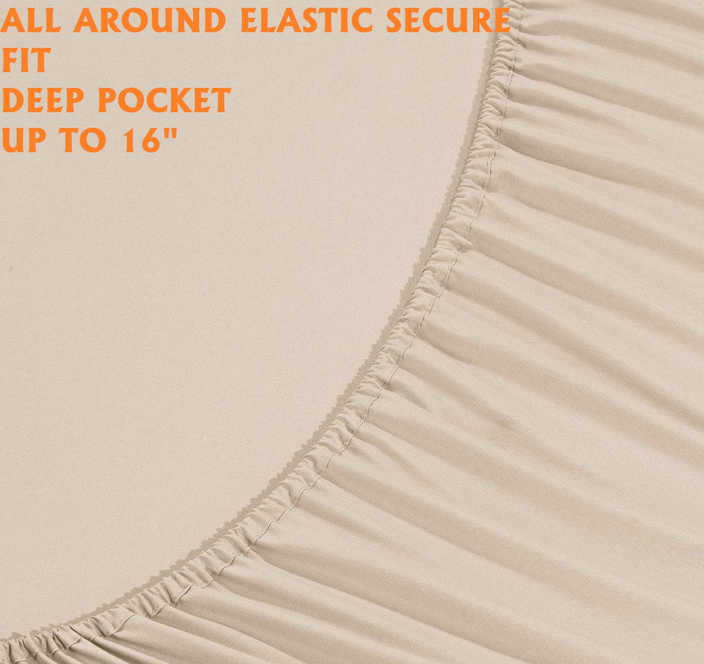 Elegant Comfort Luxury Soft Bed Sheets 1500 Thread Count Percale Egyptian Quality Softness Wrinkle And Fade Resistant (4-Piece) Bedding Set, Twin/Twin Xl, Linen Cream
