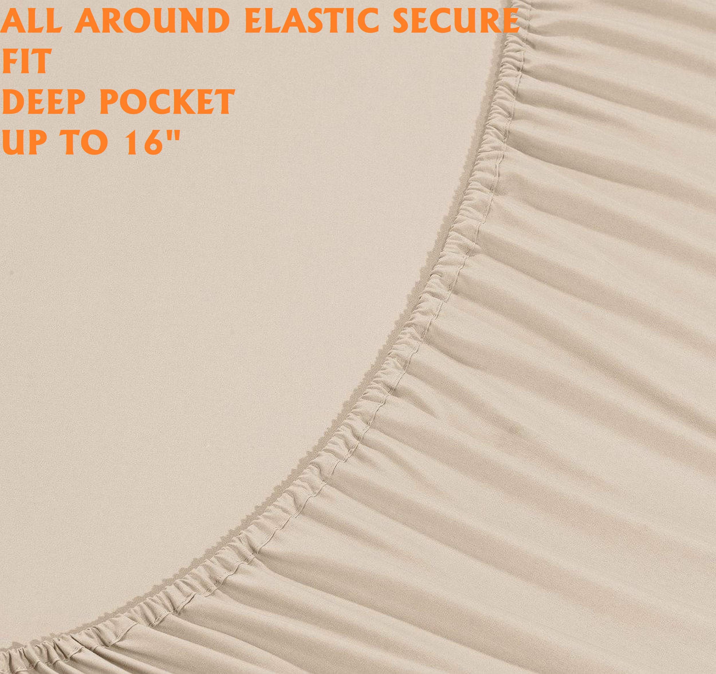 Elegant Comfort Luxury Soft Bed Sheets 1500 Thread Count Percale Egyptian Quality Softness Wrinkle And Fade Resistant (4-Piece) Bedding Set, Twin/Twin Xl, Linen Cream