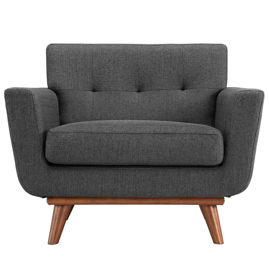 Modway Engage Mid-Century Modern Upholstered Fabric Two Armchair Set in Gray