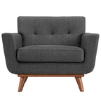 Modway Engage Mid-Century Modern Upholstered Fabric Two Armchair Set in Gray