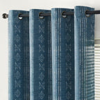 Jinchan 100% Blackout Boho Curtains 54 Inch Length For Bedroom White On Blue Geometric Printed Grommet Top Room Darkening Thermal Insulated Window Drapes 2 Panels