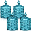 Aoriher 4 Pcs Crystal Glass Candy Jar with Lid Home Decorative Jar Glass Storage Bathroom Jars Jewelry Box Canister Jar for Cott