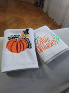 2 Pack Thanksgiving Kitchen Towels, 100% Soft Cotton, Basket Stuffers, (12X20 Inches) Decor Hand Towels Gift Packed, Decorative