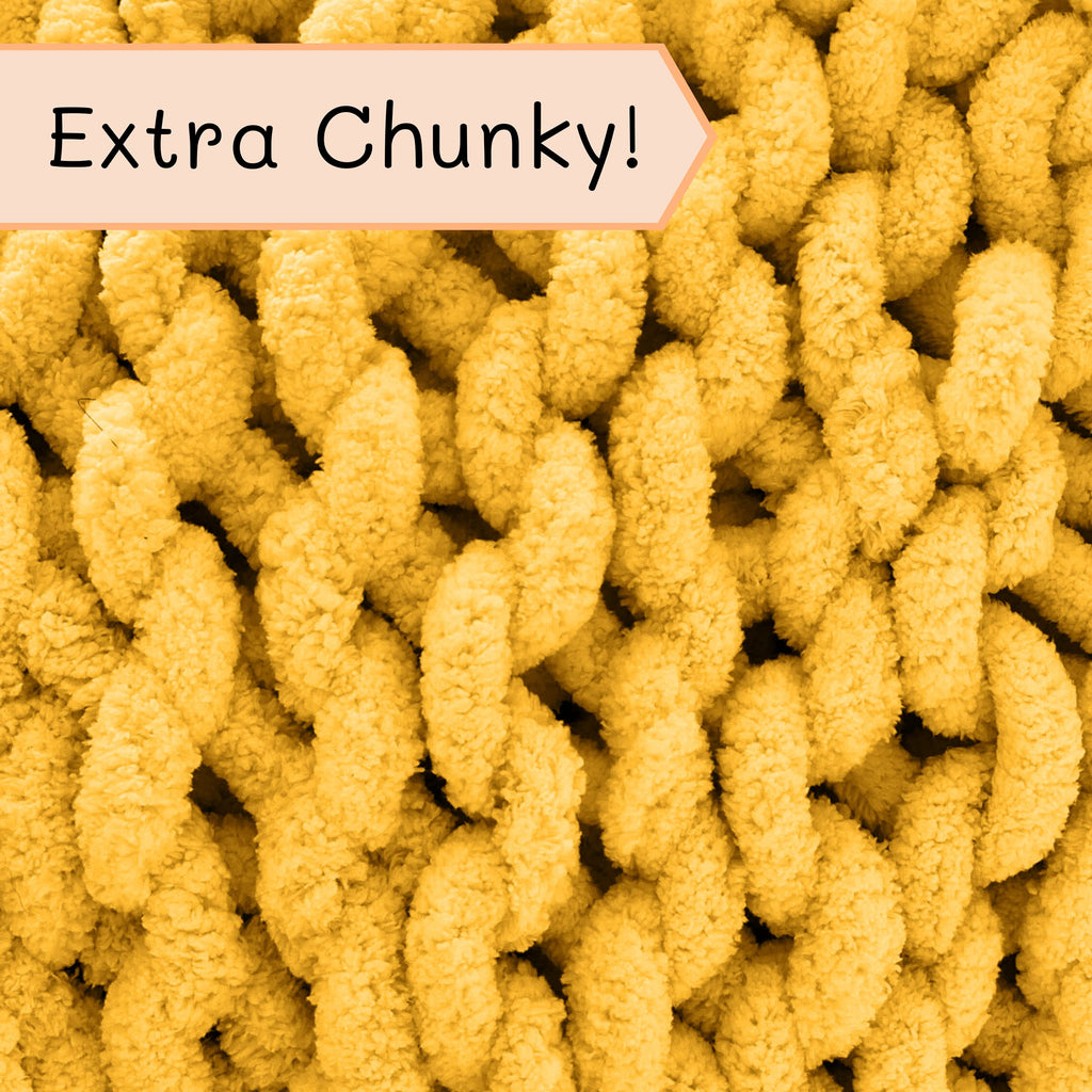 Adyrescia Chunky Knit Blanket Throw | 100% Hand Knit With Jumbo Chenille Yarn (60''X80'', Harvest Yellow)