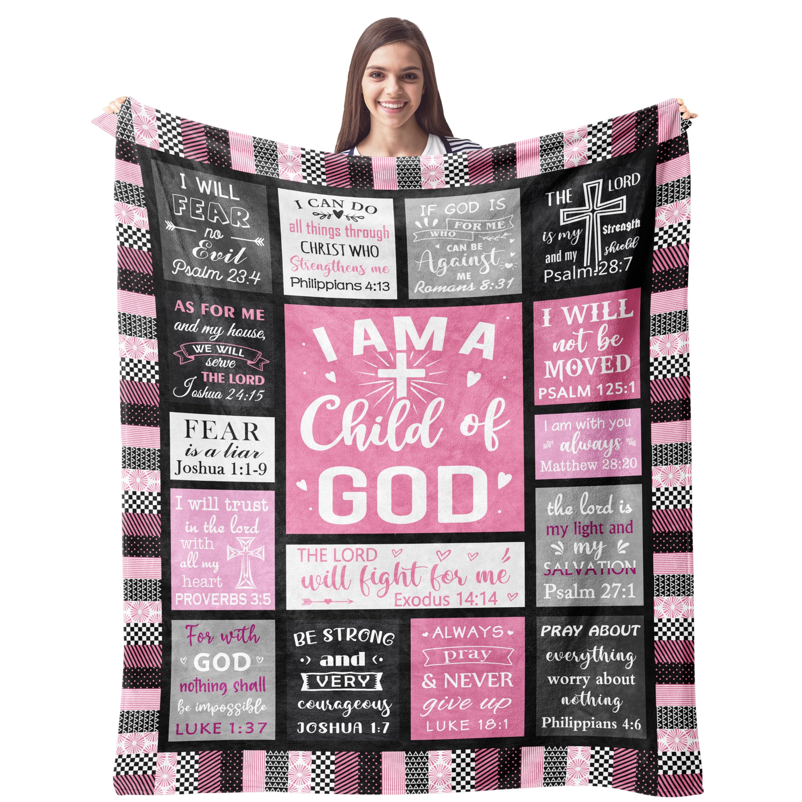 Cujuyo Christian Gifts For Women Blanket 80'X60' - I Am A Child Of God Blankets - Inspirational Religious Gifts - Catholic Spi