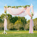 Nicetown Romantic Wedding Ceremony Arch Decor Scarfs, Pink Ombre Sheer Scarf Curtains Window Valances For Girls Room/Bed Canopy/Birthday Party, 2 Pieces, W60 X L216