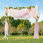 Nicetown Romantic Wedding Ceremony Arch Decor Scarfs, Pink Ombre Sheer Scarf Curtains Window Valances For Girls Room/Bed Canopy/Birthday Party, 2 Pieces, W60 X L216