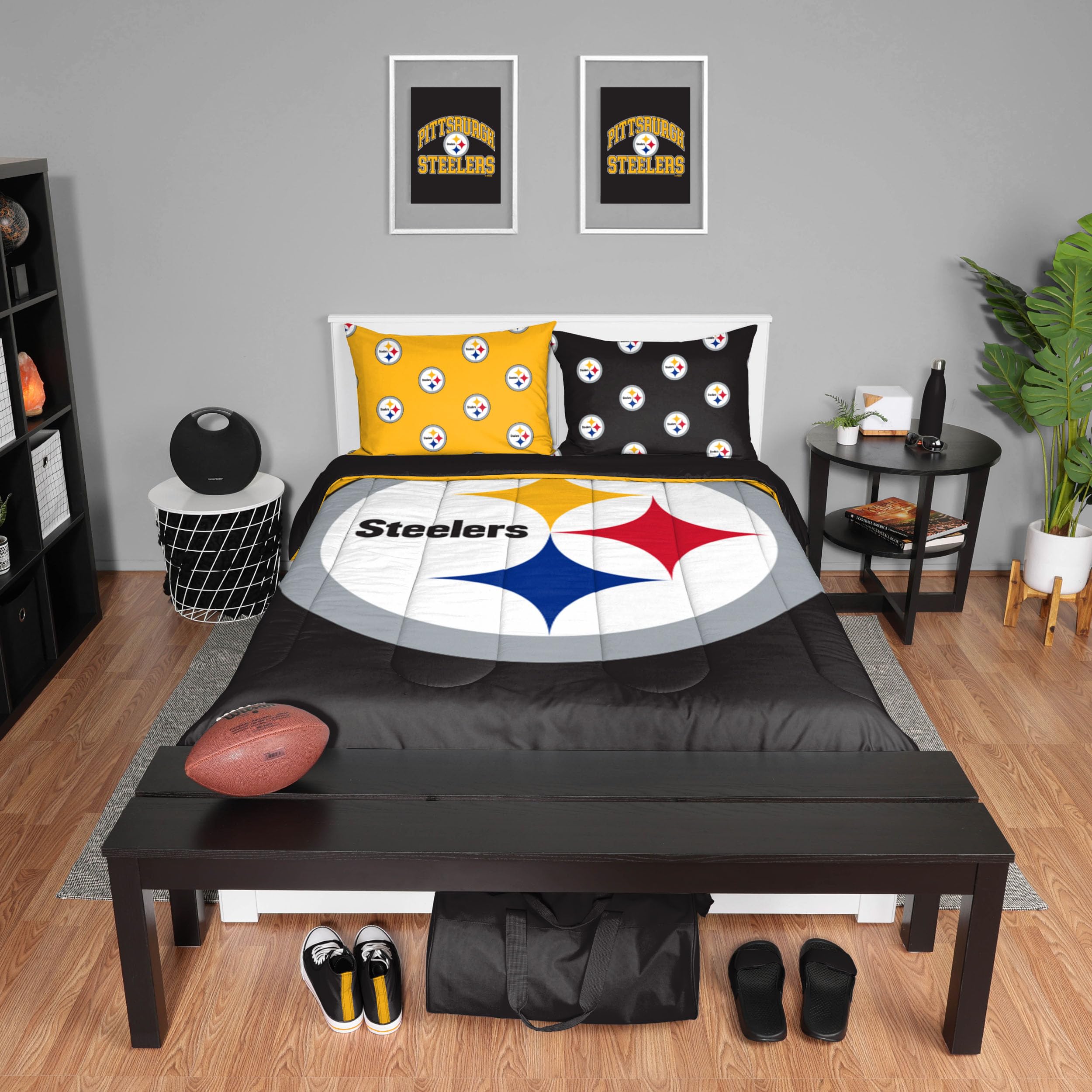 Foco Pittsburgh Steelers Nfl Team Color Bed In A Bag Comforter Bedding 3 Piece Full Set