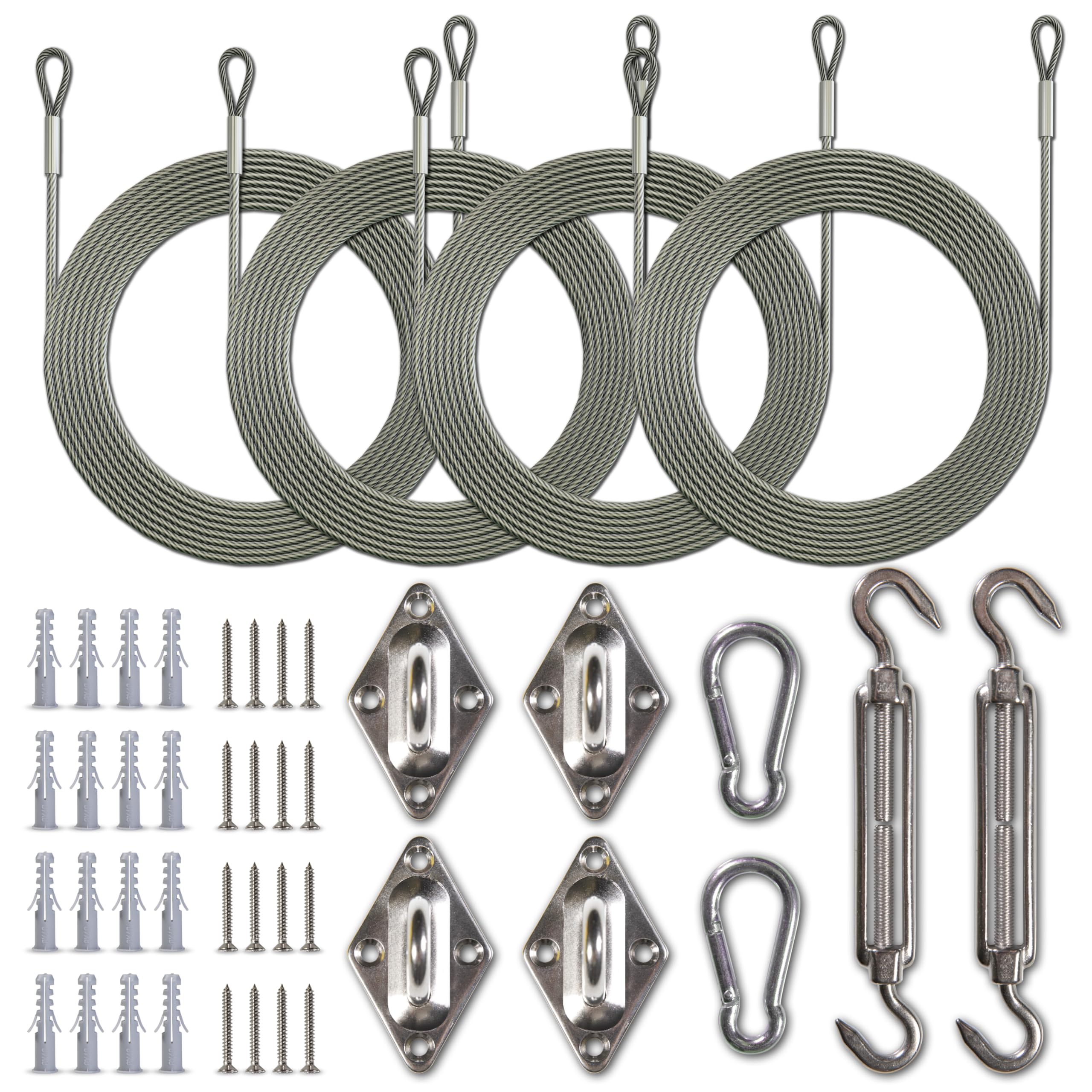 Amgo Hardware Kit Set For Rectangle/Square Sun Shade Sails Canopy, Easy-Tensioning, 316 Military-Grade Stainless Steel(6 Inch Ha