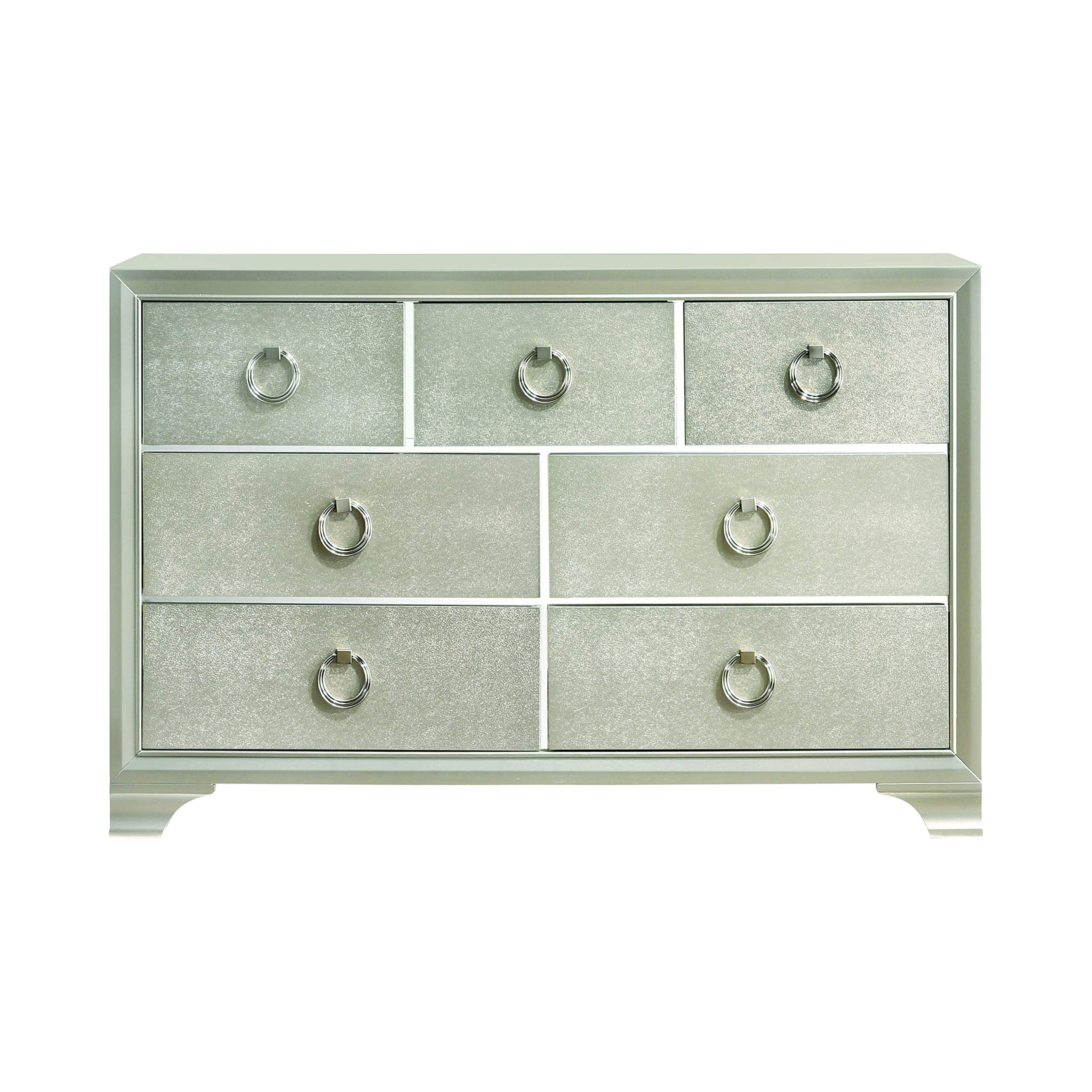 Coaster Furniture Salford 7-Drawer Metallic Sterling Dresser 58.5&quot; D x 16.5&quot; W x 37.25&quot; H Silver 222723