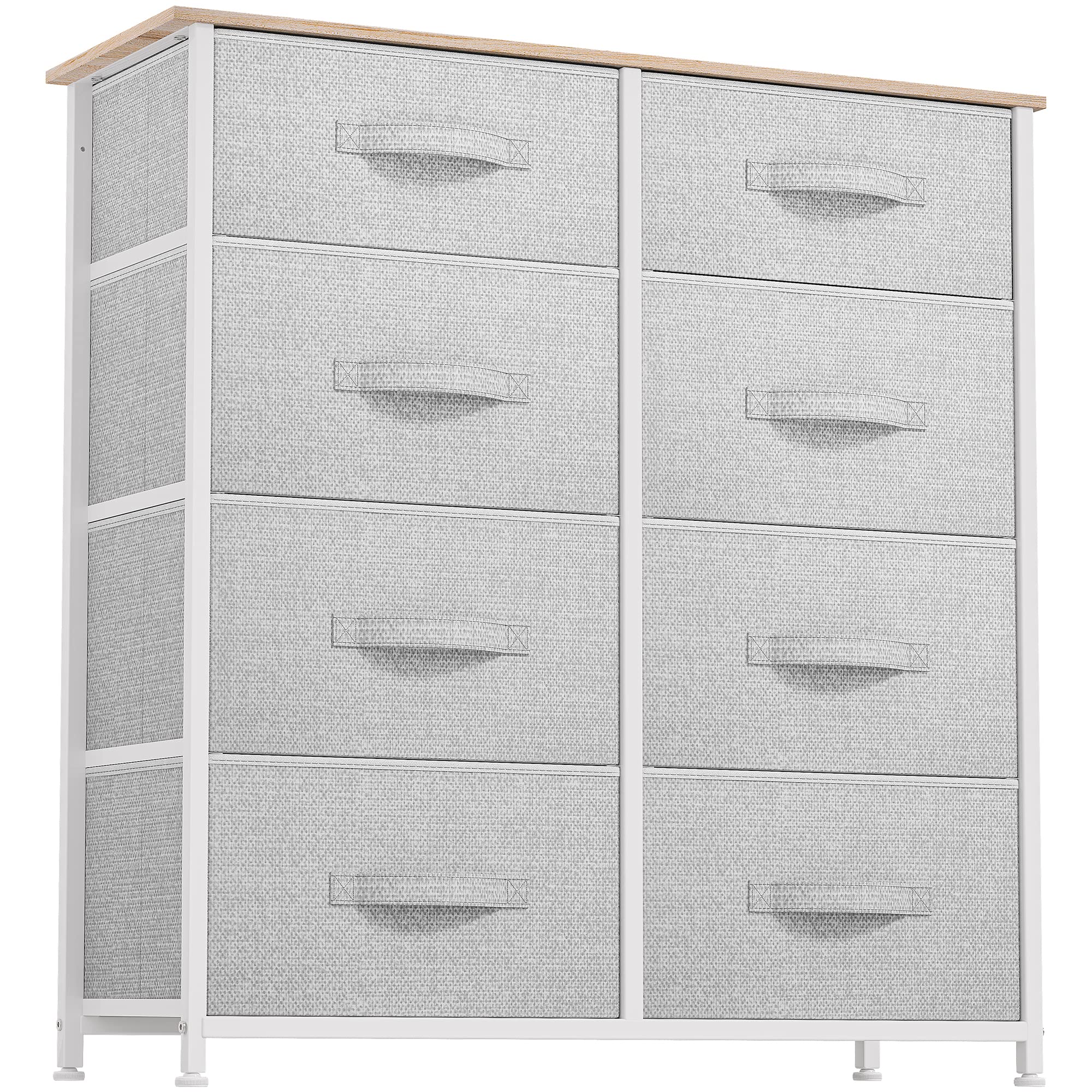 Dwvo Fabric Dresser For Bedroom, Tall Dresser With 8 Drawers, Storage Tower With Fabric Bins, Chest Of Drawers For Closet & Living Room - Sturdy Steel Frame, Wooden Top