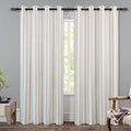 Driftaway Farmhouse Linen Blend Blackout Curtains 84 Inches Long For Bedroom Vertical Striped Printed Linen Curtains Thermal Ins