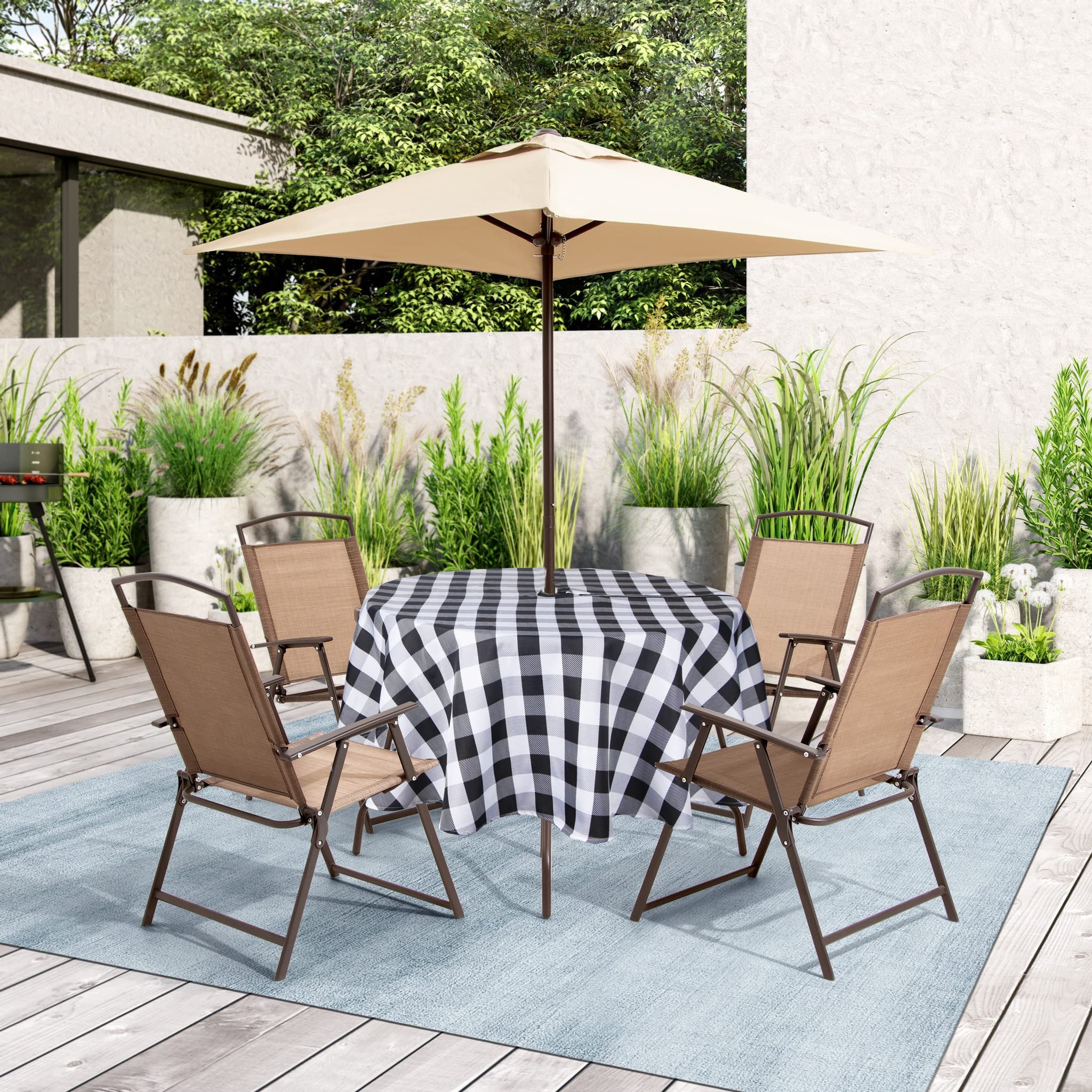 Ehousehome Outdoor And Indoor 60Inch Round Tablecloth With Umbrella Hole And Zipper, Waterproof Zippered Patio Table Cloths, Spring/Summer Table Covers For Backyard Circular Table/Bbqs/Picnic