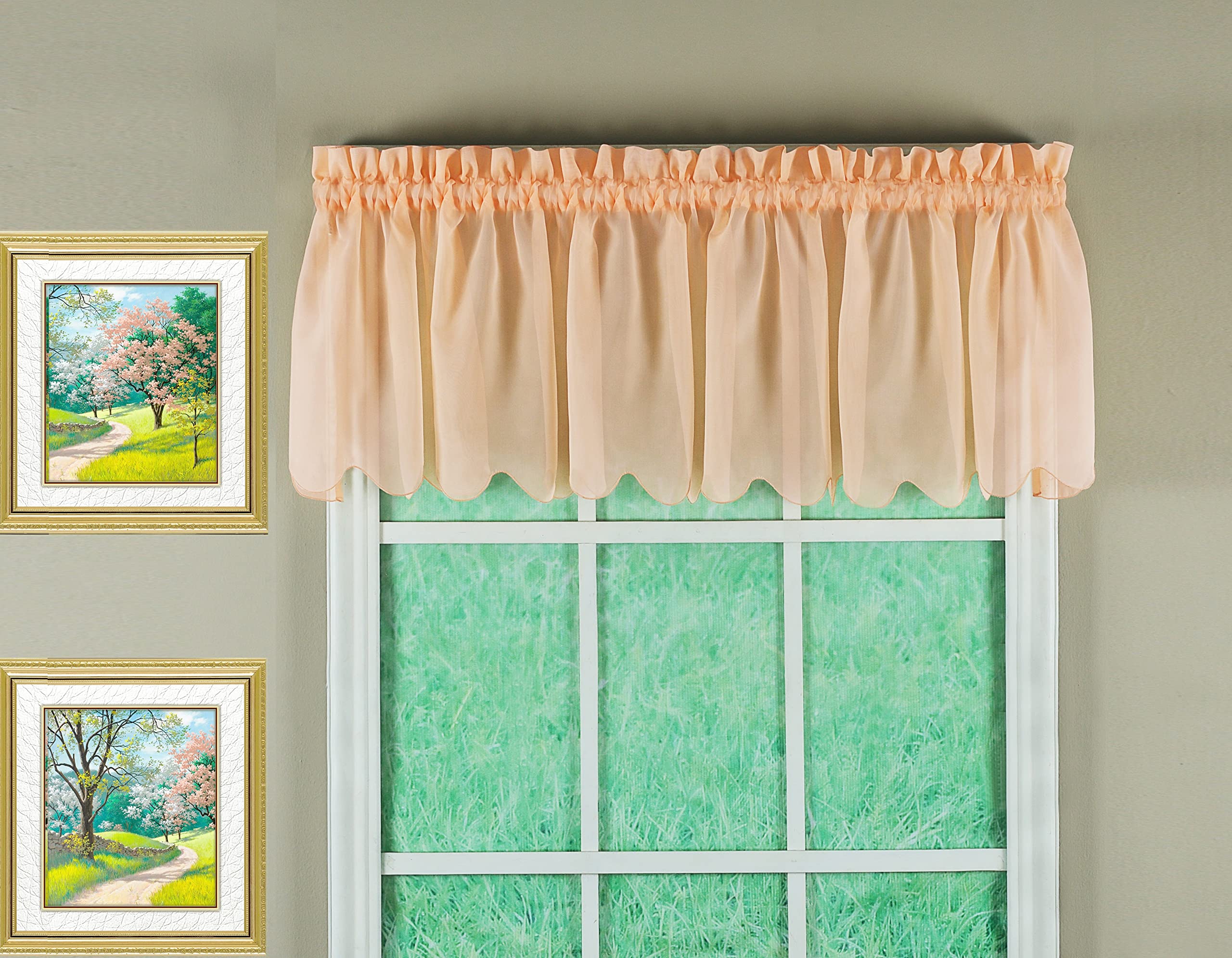 Today'S Curtain Emelia Original Voile Valance 14', Peach, 60' W X 14' L