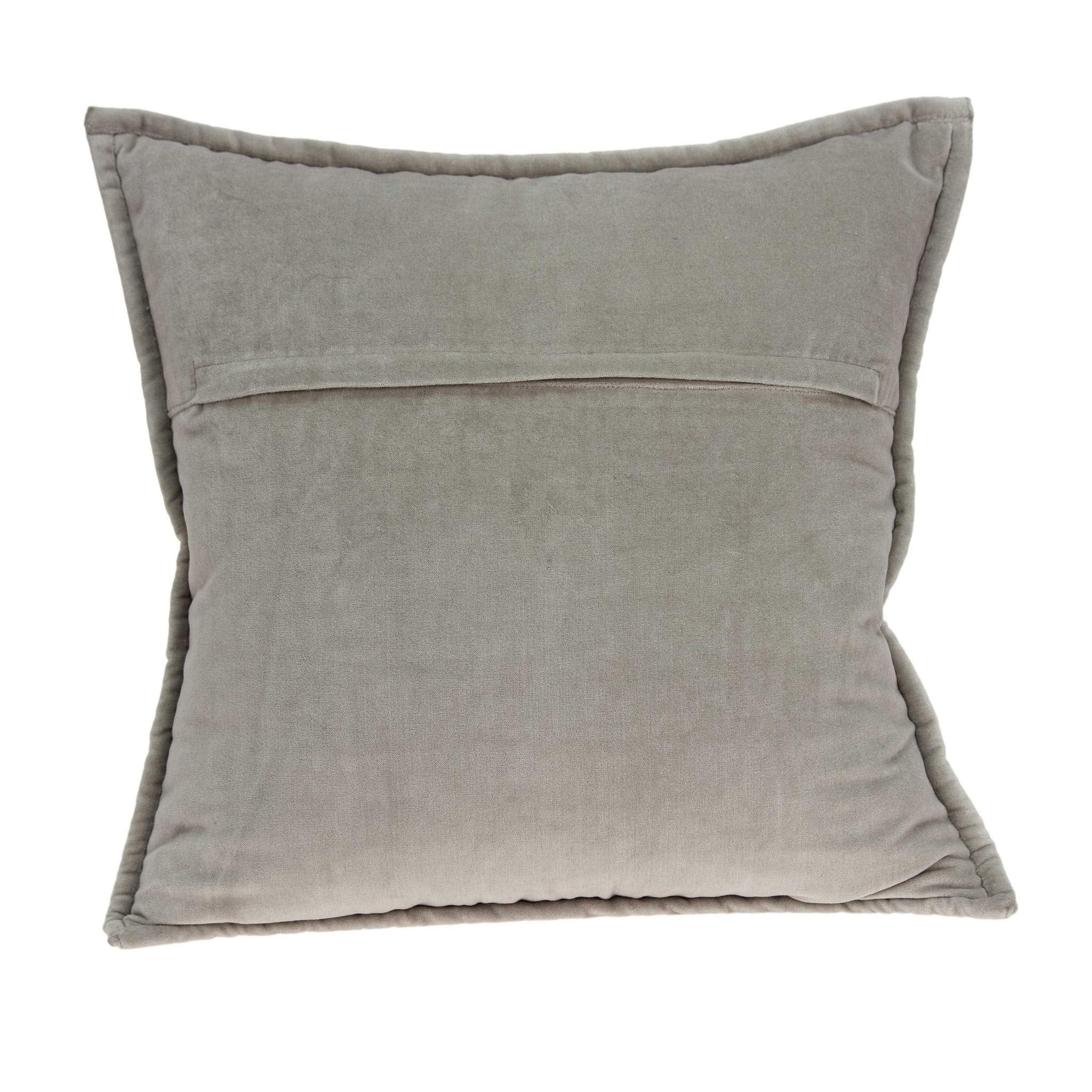 HomeRoots 50% Cotton, 50% Viscose Parkland Collection Kavi Transitional Grey Solid Quilted Pillow Cover with Down Insert