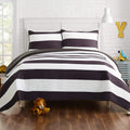 Urban Playground All Seasons Lavelle Black/White Stripe Quilt Set - 3 Piece Soft Brushed Microfiber Kids Bedding Set For Boys/Gi
