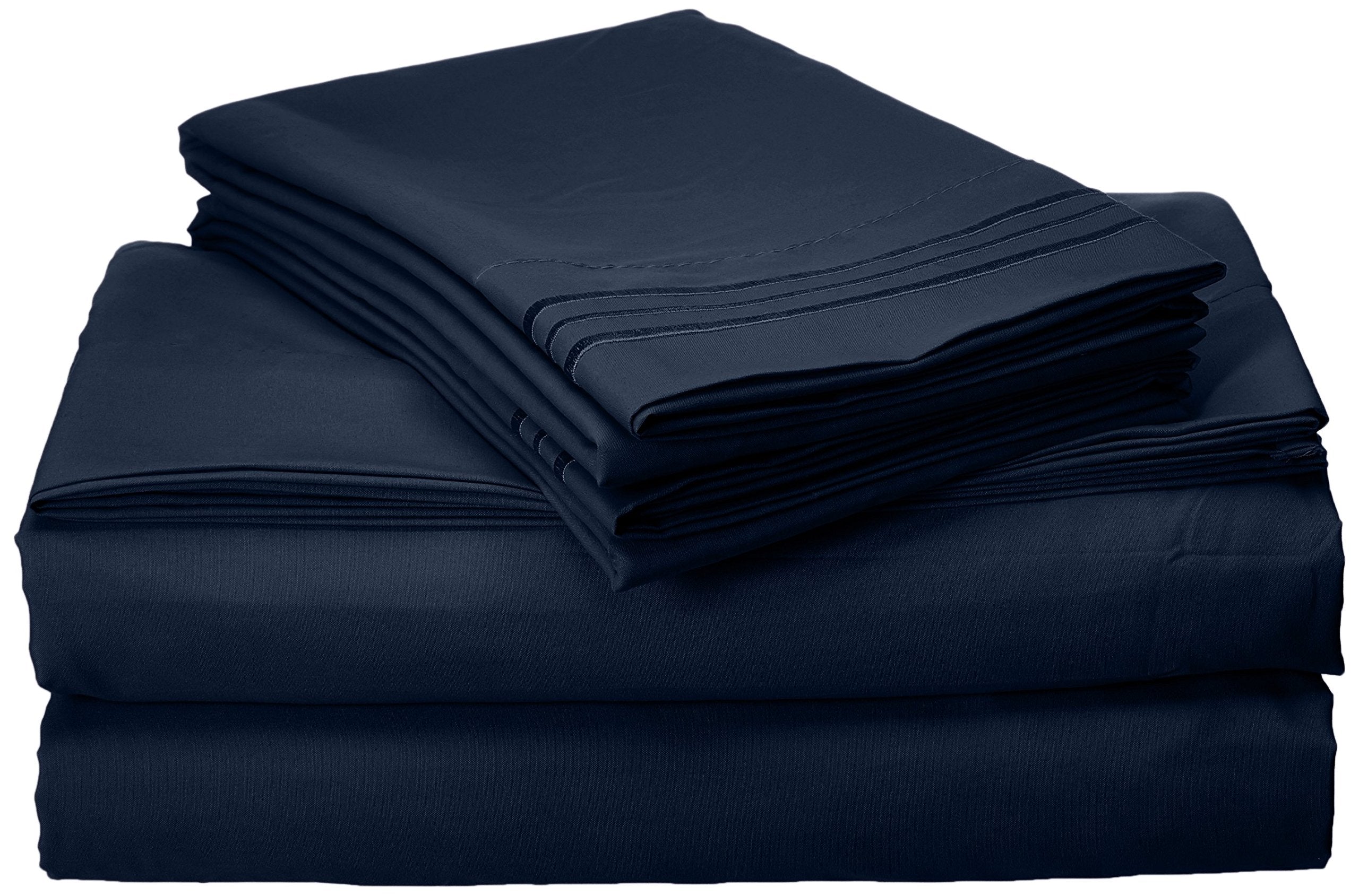 Elegant Comfort 1500 Thread Count Egyptian Quality 4-Piece Bed Sheet Sets, Queen, Deep Pockets, Navy