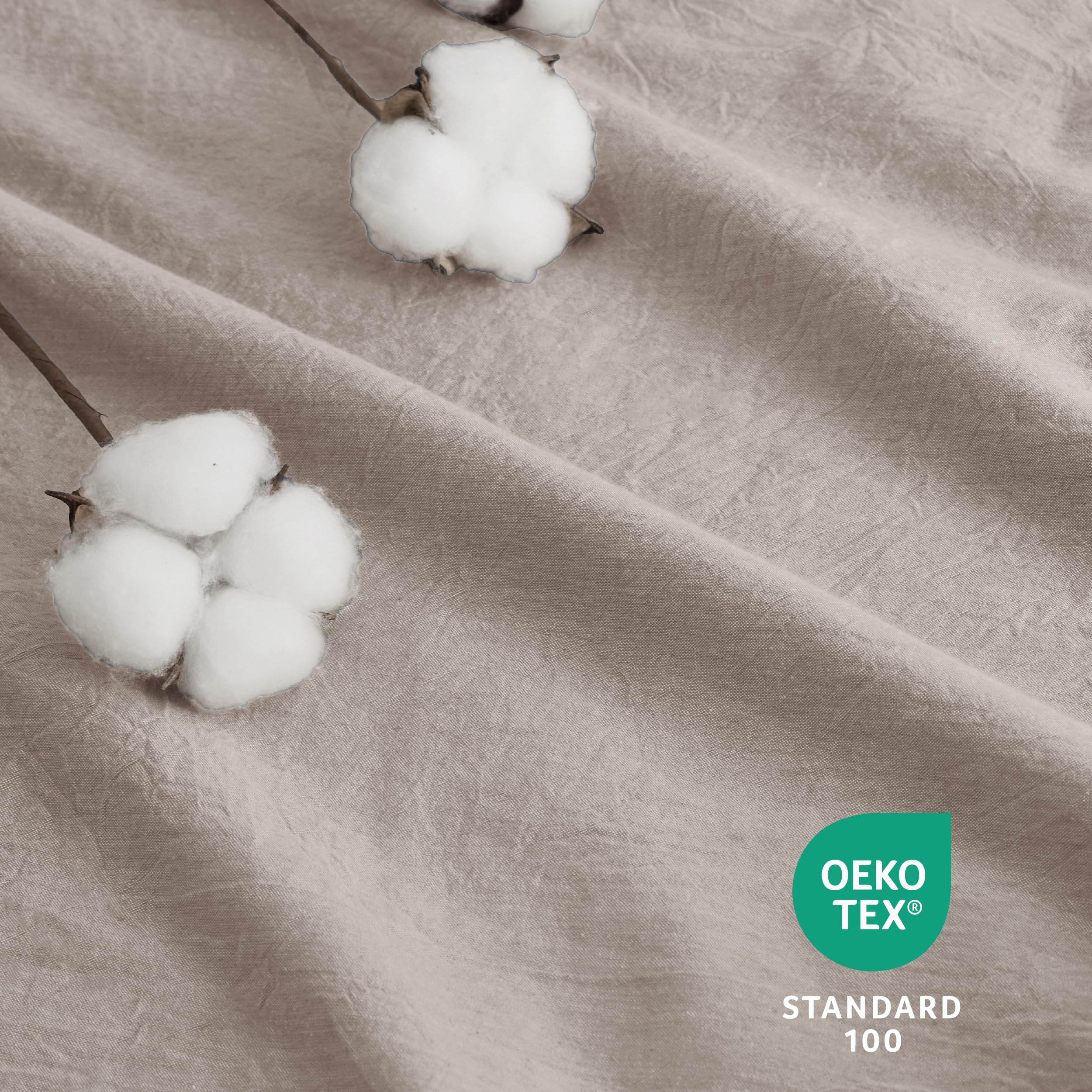 Bedsure 100% Washed Cotton Duvet Cover Full Size - Linen Grey Minimalist Cotton Duvet Cover Linen Like - 3 Pieces Gentlesoft™ Plain Simple Bedding Set With 2 Pillow Shams (Linen Grey, Full, 80'X90')