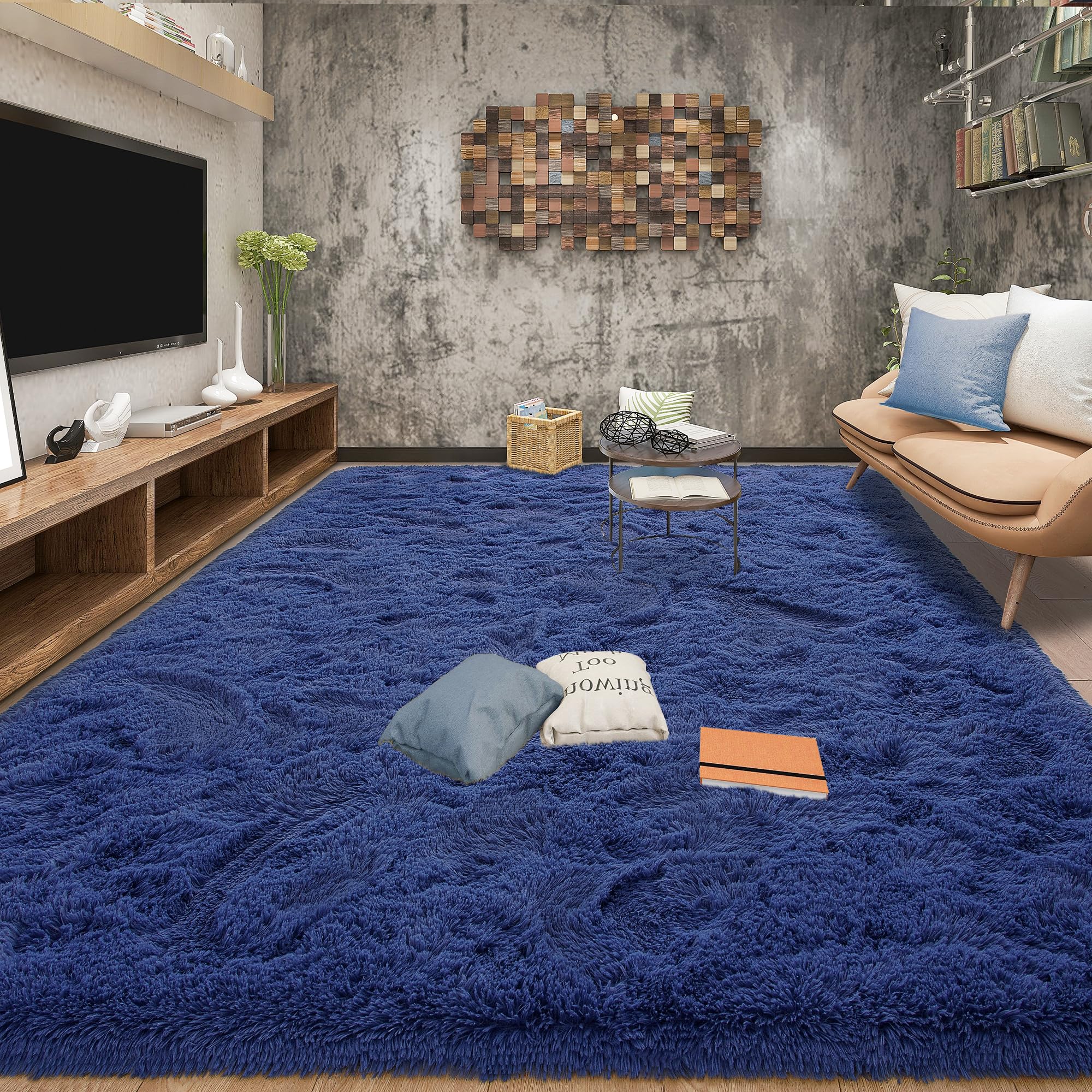 Tepook Fluffy Large Rugs for Living Room, Shag Area Rug 6x9 Soft Carpet for Bedroom, Modern Shaggy Rug for Kids Boys Girls, Plus